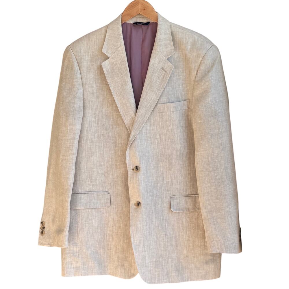 Alan Flusser Mens 100% Linen 2 Button Blazer 42R Iridescent Purple Lined